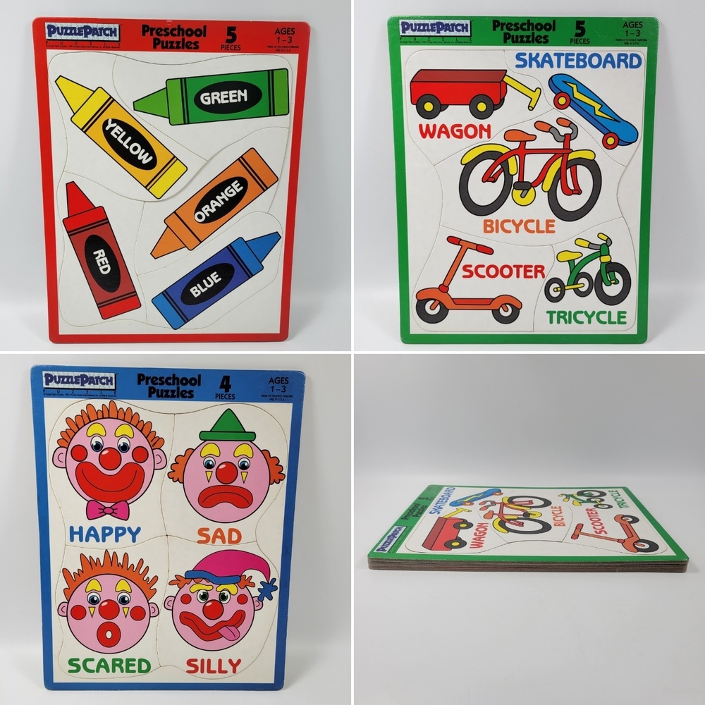 VTG Puzzle‎ Patch Picture Frame Tray Puzzles Cardboard Preschool Age 1-3 Lot 90s